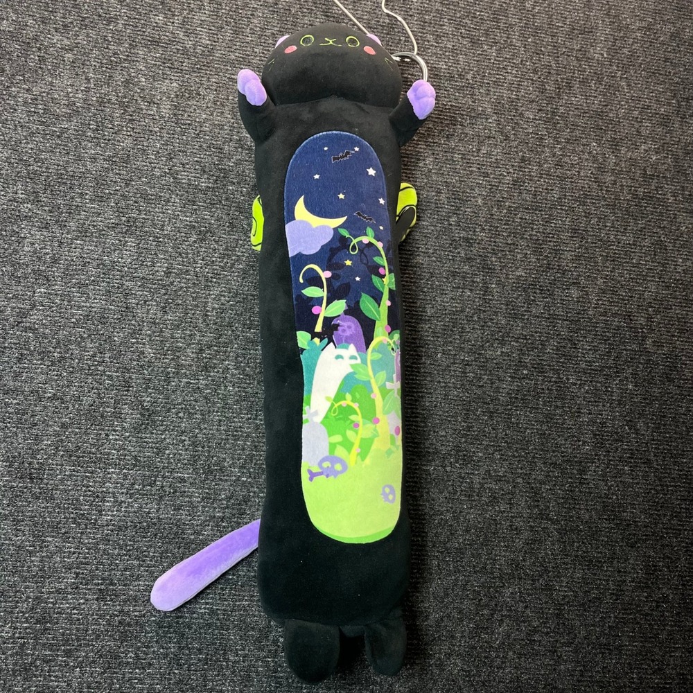 Mewaii Long Cat Plush 20" Black Graveyard Ghost Spooky Halloween Winged Grunge